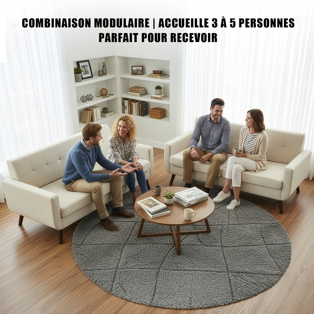 HONEYOU Canapé deux places 165 cm, Canapé deux places décor moderne du milieu du siècle pour salon, Petit canapé rembourré capitonné à boutons pour chambre