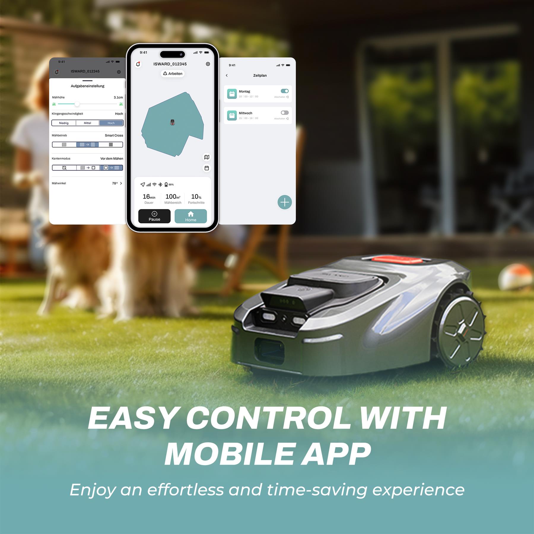 ISWARD GX Robot tondeuse IA avec signaux RTK – Robot tondeuse sans câble périphérique, Robot tondeuse électrique sans fil, Robot tondeuse automatique, Machine coupe-herbe