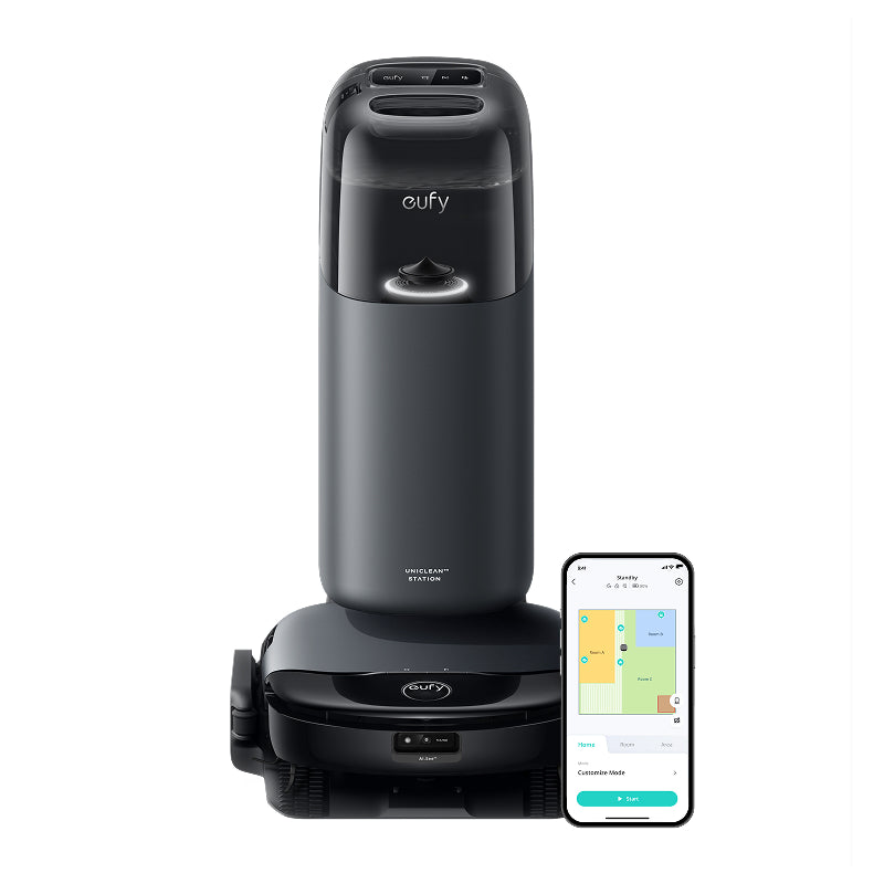 eufy Omni S1 – Robot aspirateur, système de lavage des sols révolutionnaire, Station UniClean 10-en-1 pour un nettoyage sans tracas, aspiration puissante de 8 000 Pa, nettoyage précis des bords aux coins