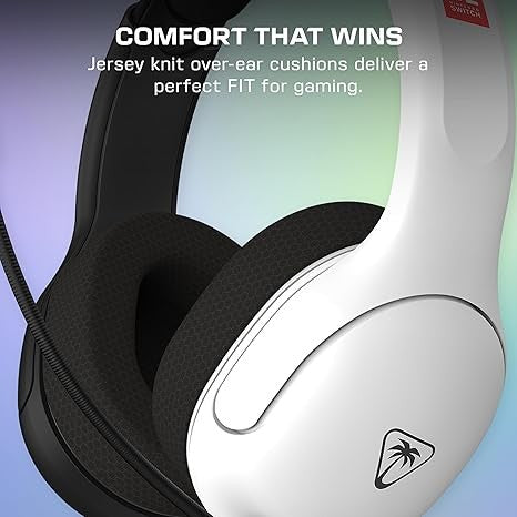 TURTLE BEACH Airlite Fit Casque Gaming Filaire (Prise 3.5mm) - Micro Muet par Basculement - Nintendo Switch 2, Switch, Switch OLED, Switch Lite, PC & Mobile - Noir/Blanc