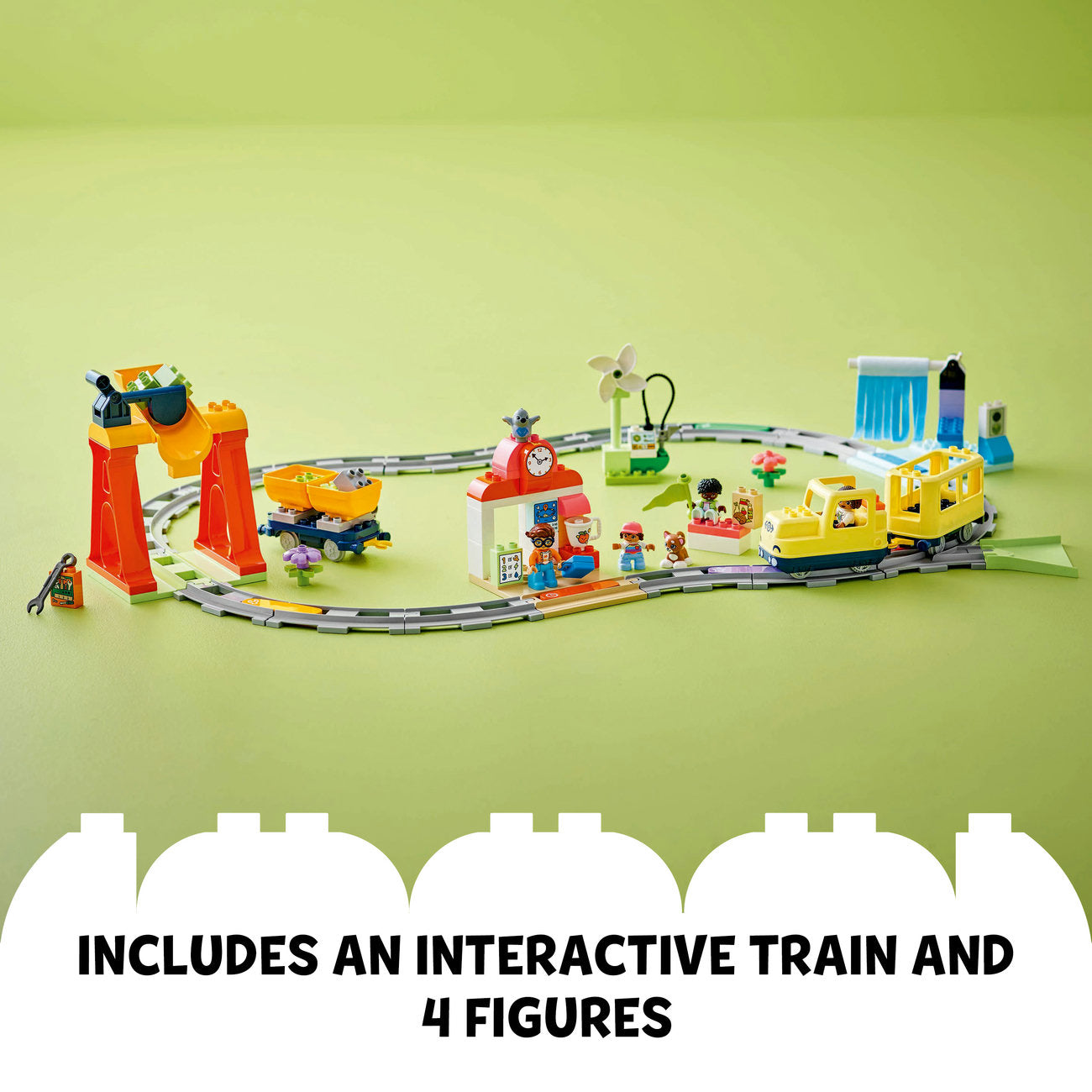 LEGO DUPLO Town Train de la Communauté Interactif 10428 Set de Jouets de Construction avec Lumières et Sons (103 Pièces)