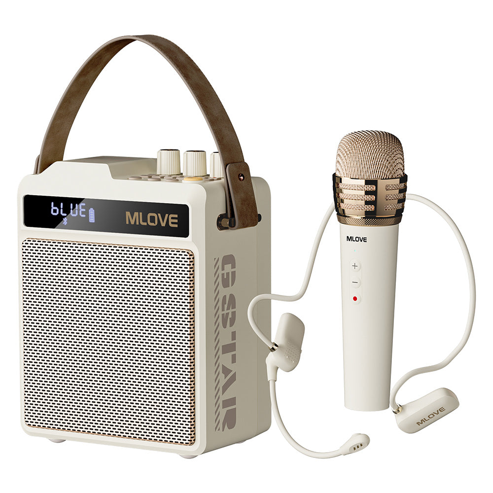 Mlove N5 Système tout-en-un karaoké et PA avec casque sans fil + micro sans fil à main, processeur audio DSP Pro
