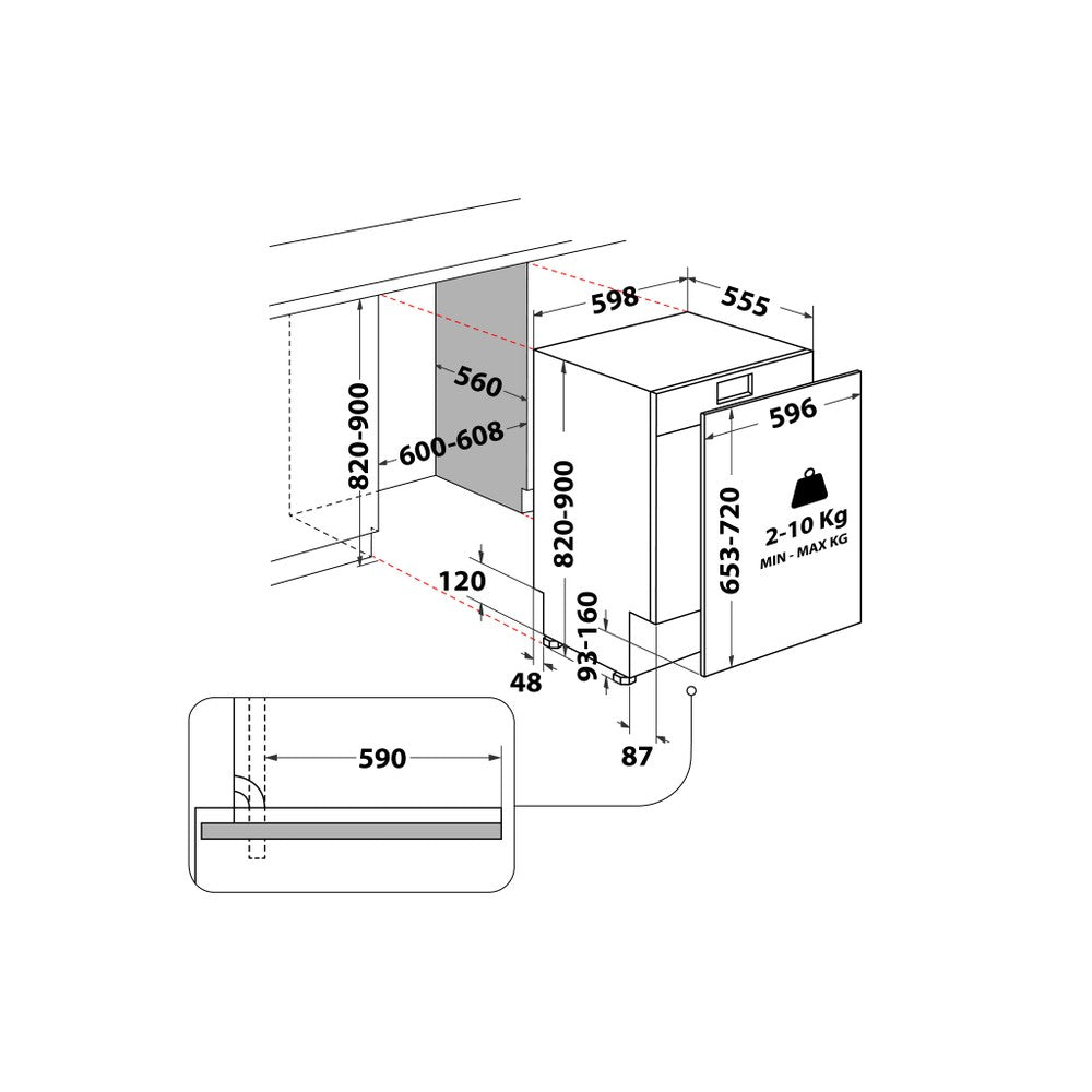 Whirlpool W2I HD526 A Lave-Vaisselle Encastrable - 60cm - 14 couverts - Blanc - Classe E