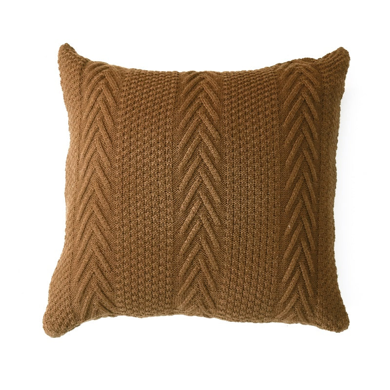 MEROPE Housse de coussin en tricot acrylique/chevrons, 50 x 50 cm, Marron, Lot de 1