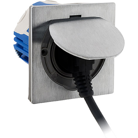 Zenitech Prise de sol 16 A, 2 pôles + terre - Finition en aluminium brossé - Indice IP55 - Monoprise
