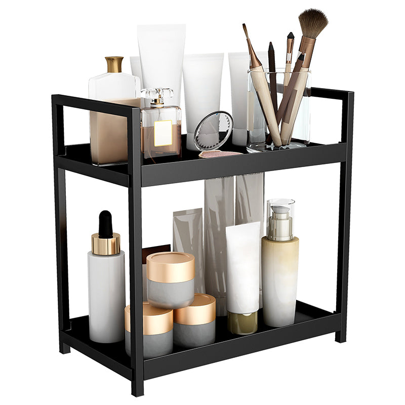VIVREAL Étagère de rangement multifonctionnelle – Noir, fer forgé et polypropylène, organisateur de comptoir double couche, S3030B