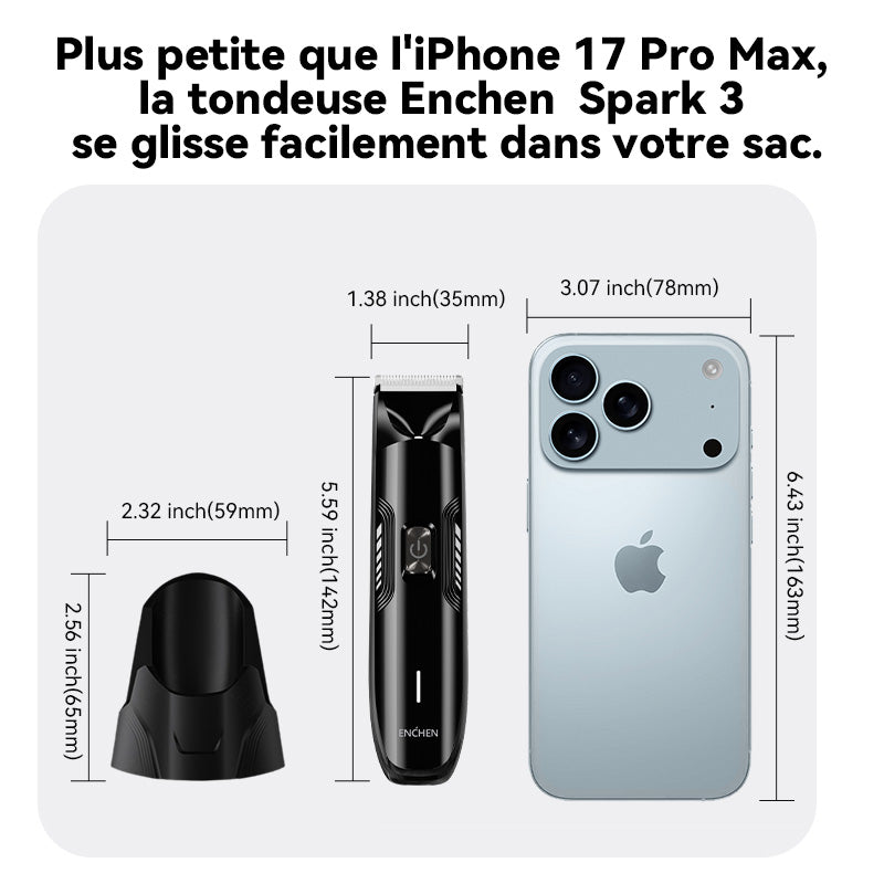 Tondeuse électrique Enchen Spark 3 pour l'aine et le corps, avec lame en céramique respectueuse de la peau pour éviter les coupures, tonte du corps, 1 pièce.