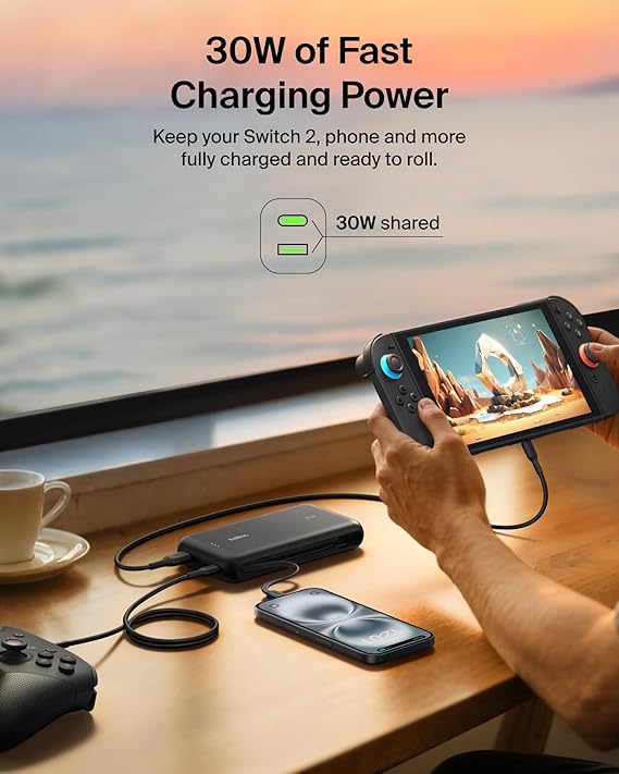 Belkin Gaming batterie externe 20000 mAh et 30 W PD avec câble intégré