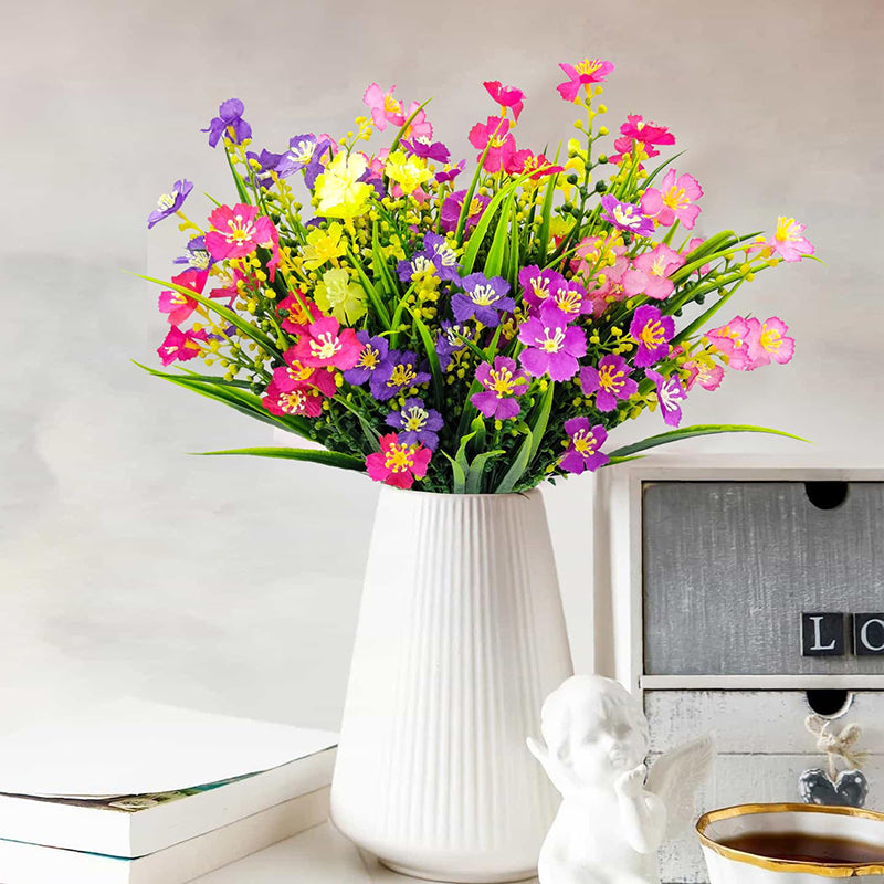 10 Pièces 13,8 in / 35 cm Fleurs Artificielles pour Extérieur Plastique Plante Artificielle Fleur en Soie pour Extérieur Jardin Porche Porte d'Entrée Jardinières Litière de Fleurs Cour
