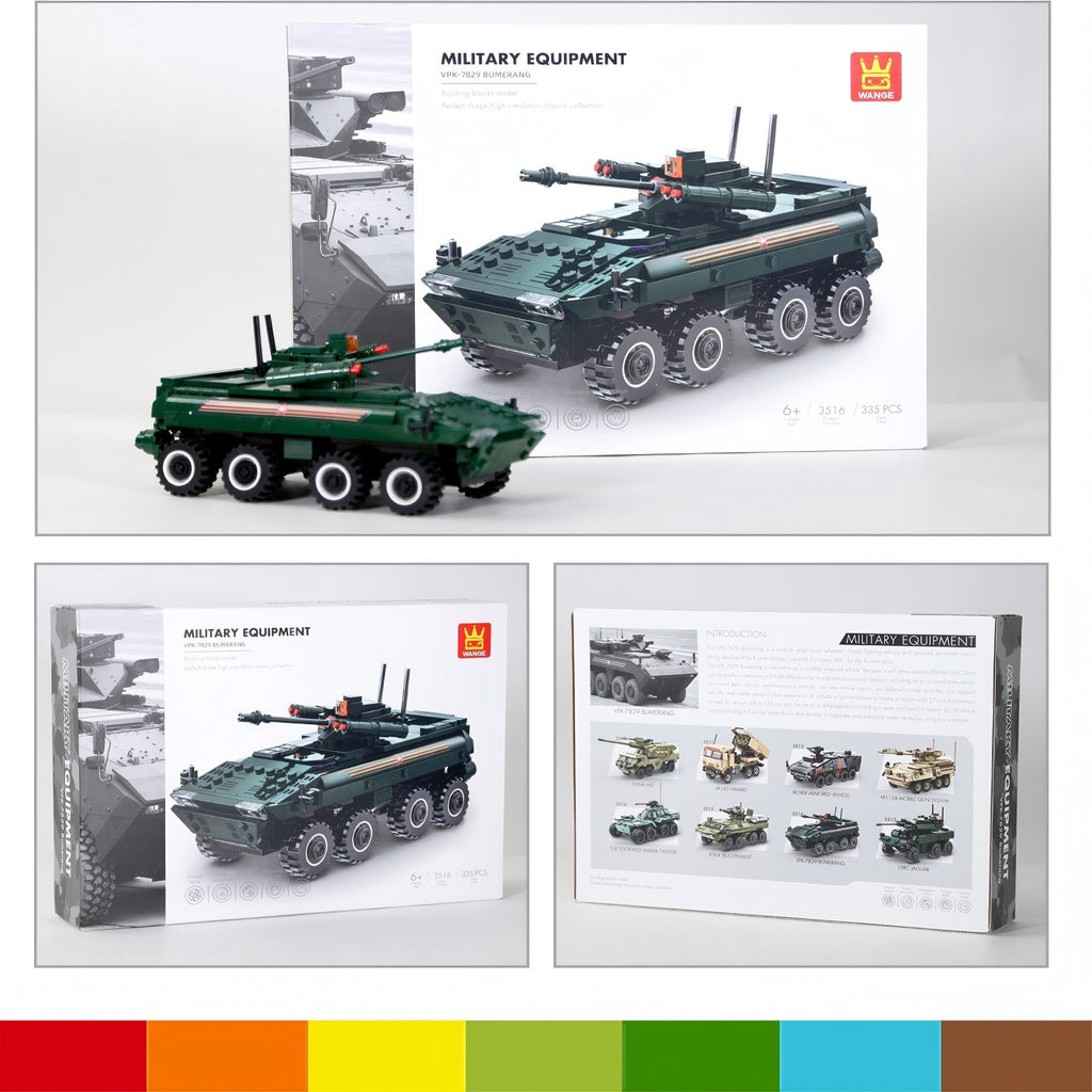 WANGE VPK-7829 Boomerang Véhicule de Combat d'Infanterie 335 Pièces Ensemble de Blocs de Construction pour Bricoleurs