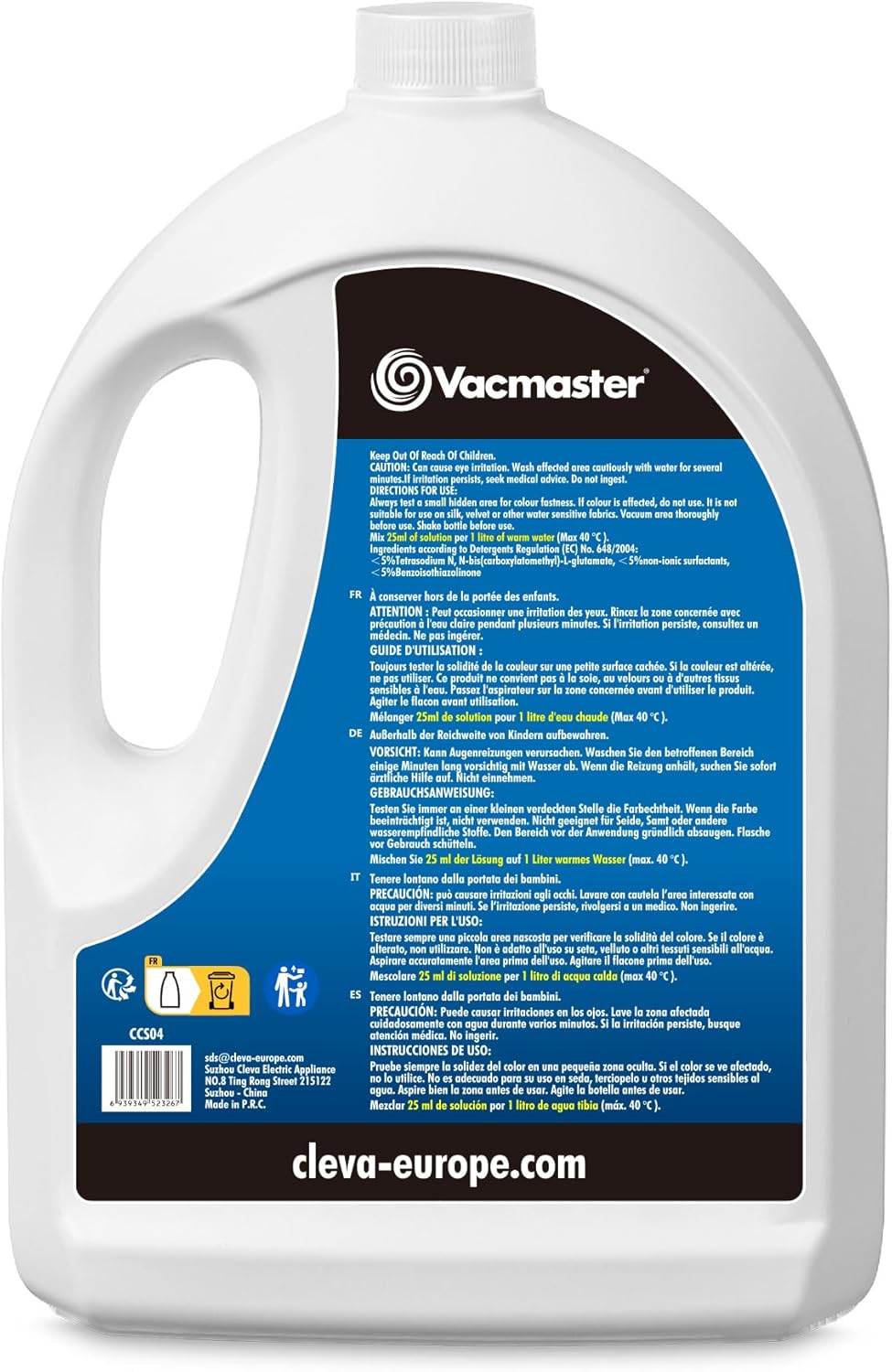 Vacmaster Shampoing pour tapis Wash & Refresh Febreze concentré, élimine les taches et les odeurs pour toutes les shampouineuses pour tapis