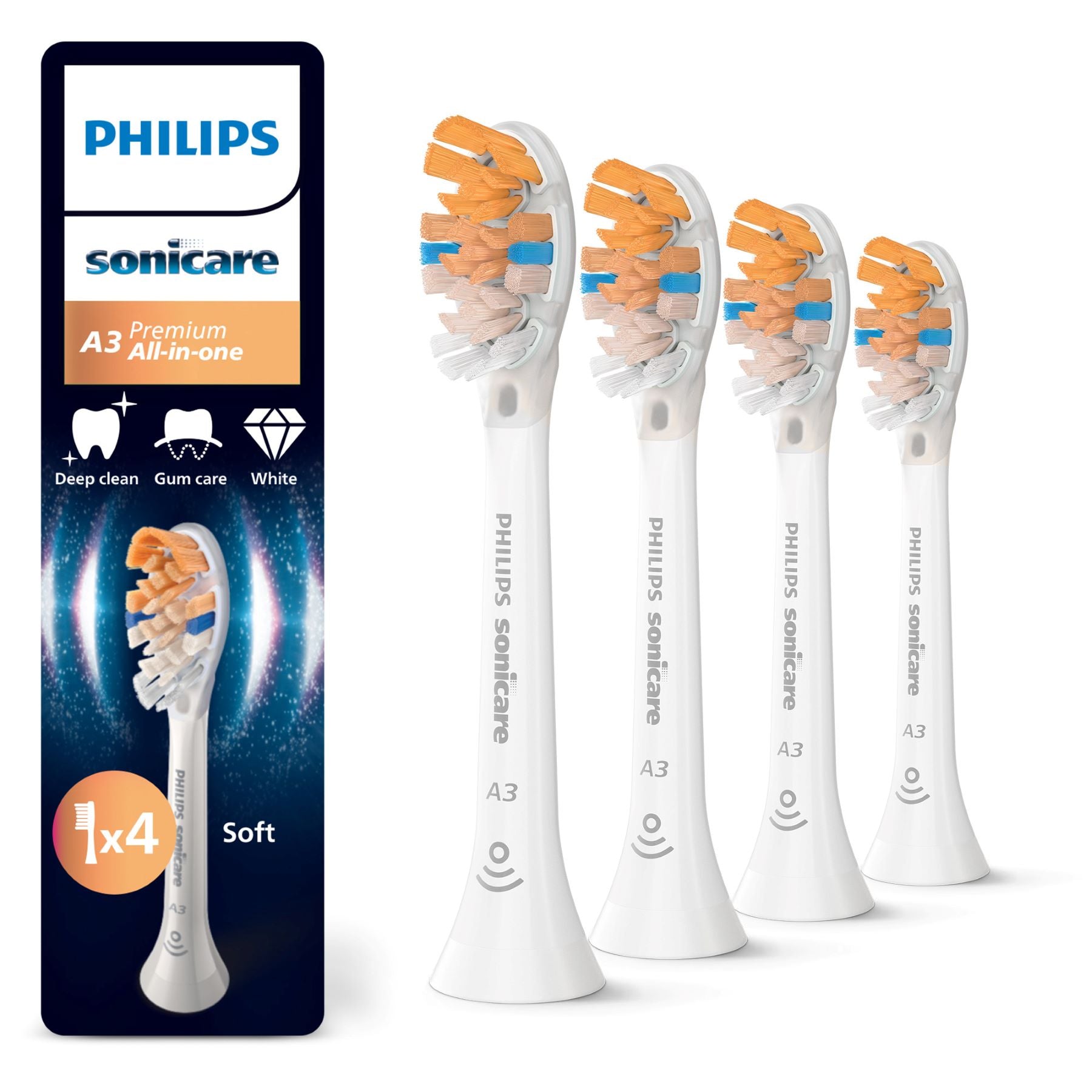 Philips Sonicare Premium All-in-One HX9094/87 Têtes de brosse à dents de rechange lot de 4 - Blanc