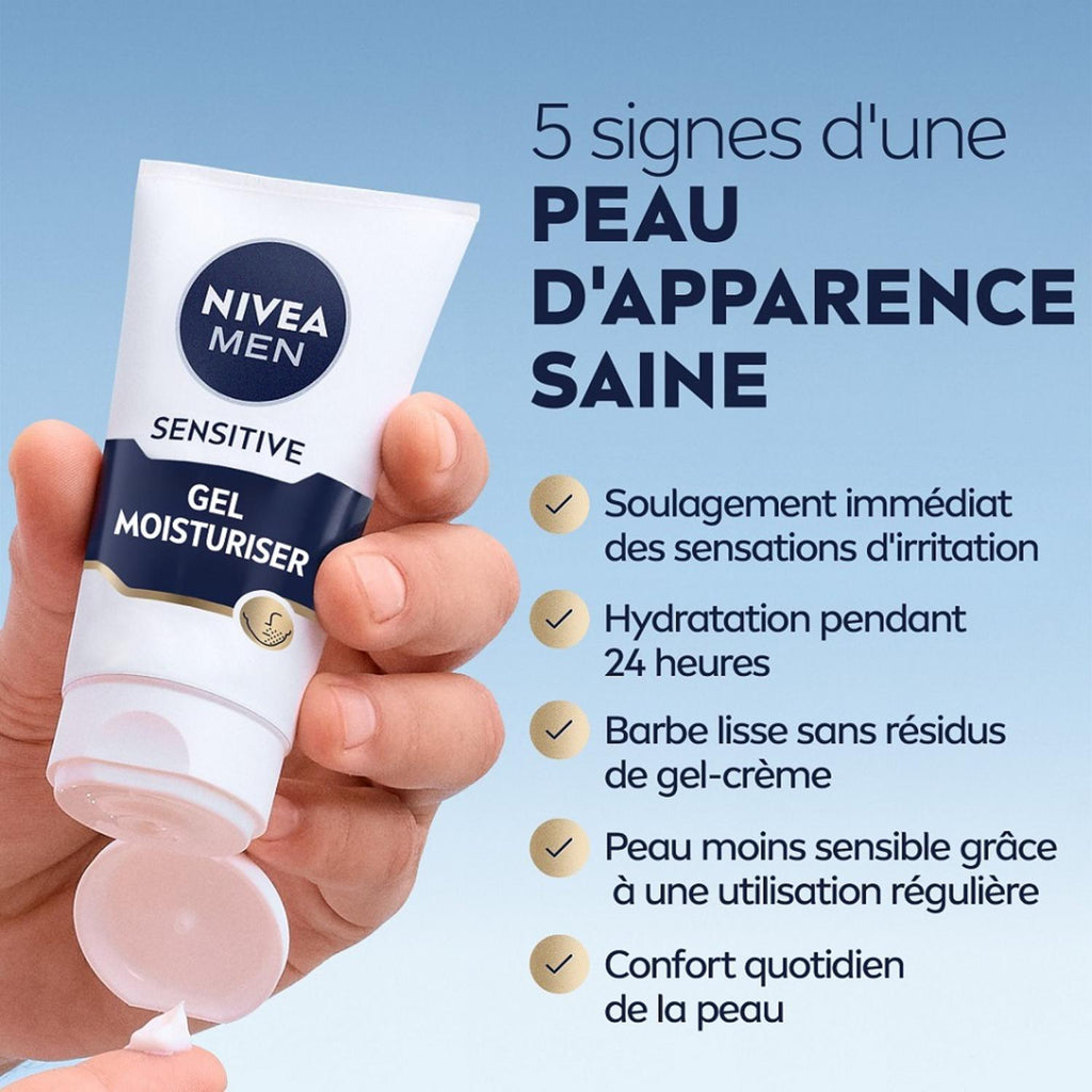 NIVEA MEN Sensitive Visage Gel-Crème Peau & Barbe Courte 50ml