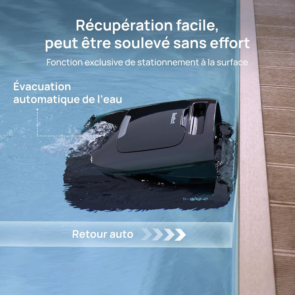 Beatbot MS 2 Pro Version Robot Aspirateur de Piscine Sans Fil, Nettoyage 5-en-1 Inégalé, Stationnement en Surface, Skimmer de Piscine avec Contrôle par Application