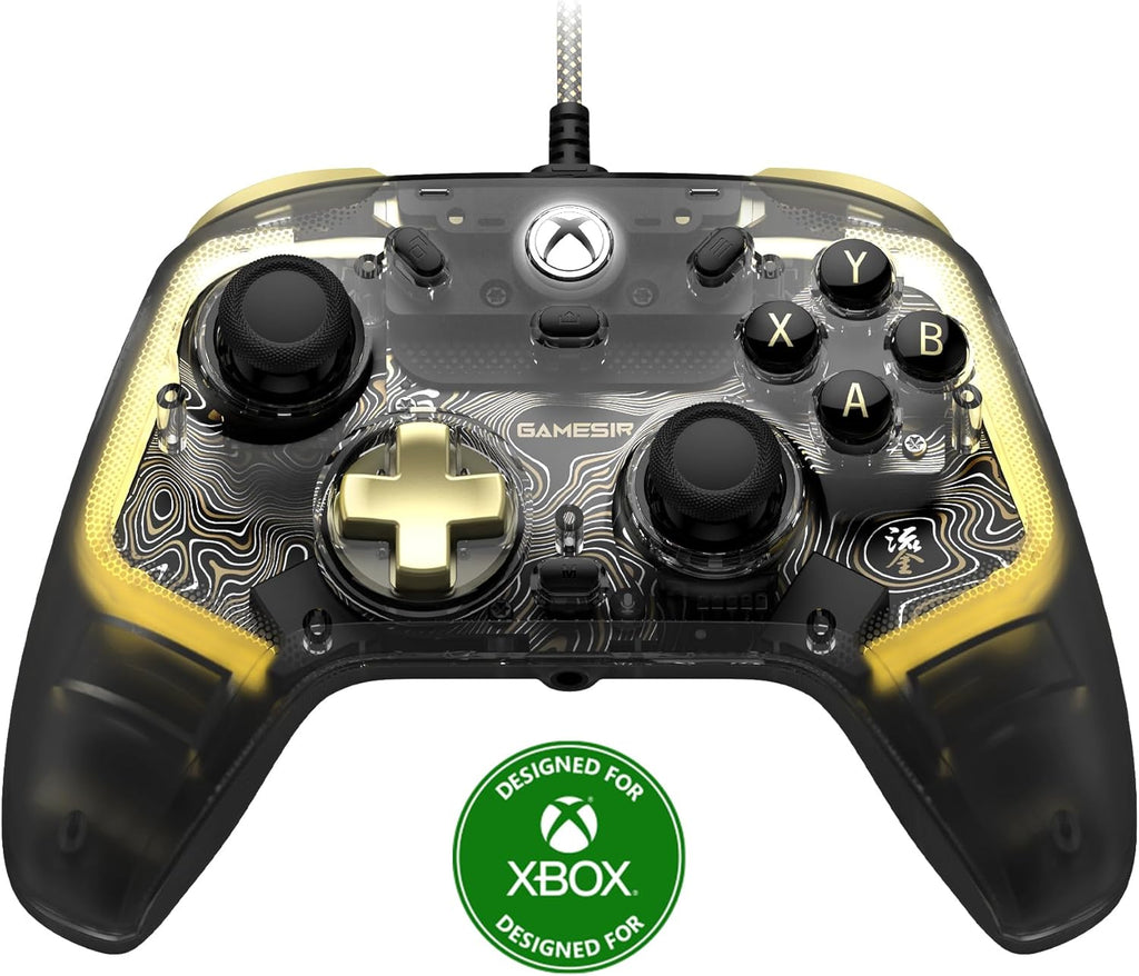 GameSir Kaleid Flux Manette de jeu filaire RGB pour Xbox Series X/S, Xbox One et Win10/Win11 - Transparent fumé