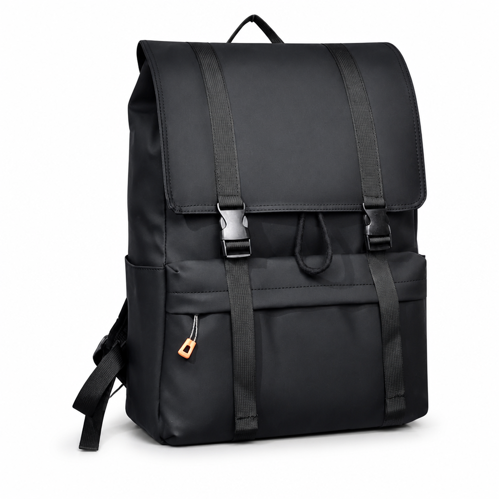 Sac à dos ordinateur portable 15,6 pouces à rabat, sac à dos décontracté résistant à l'eau avec fermeture à cordon, sac à dos de jour grande capacité pour école travail voyage en ville hommes