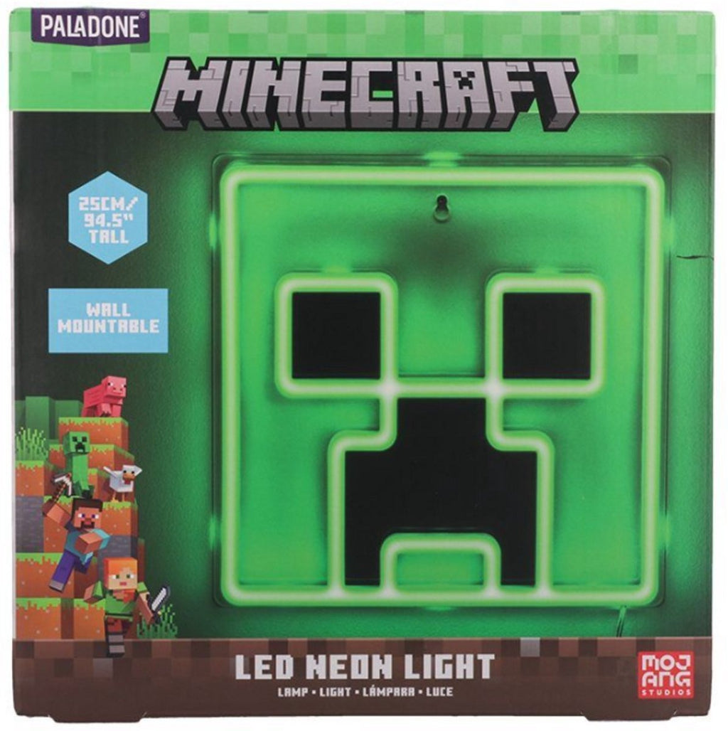 MINECRAFT Creeper Lumière néon LED - sous Licence Officielle - 25 cm - Fixation Murale - Alimenté par USB