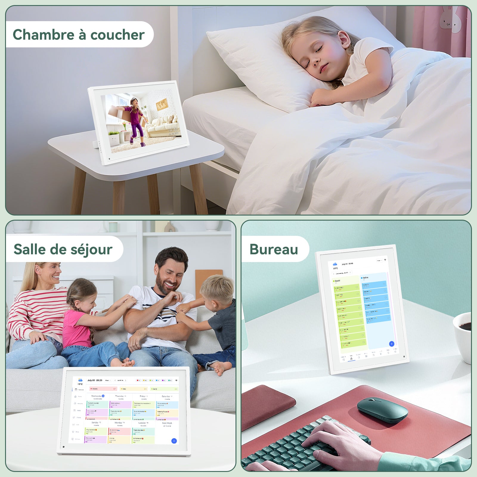 Calendrier Numérique WIFI TABWEE P10 - Cadre Photo Numérique 10,1", Tableau de Planification Électronique pour Famille et Réunions