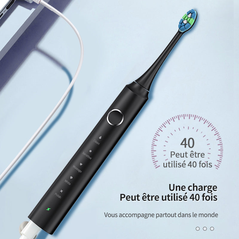 RUSHI R-C32 Brosse à dents électrique, tête de brosse sans cuivre - Noir