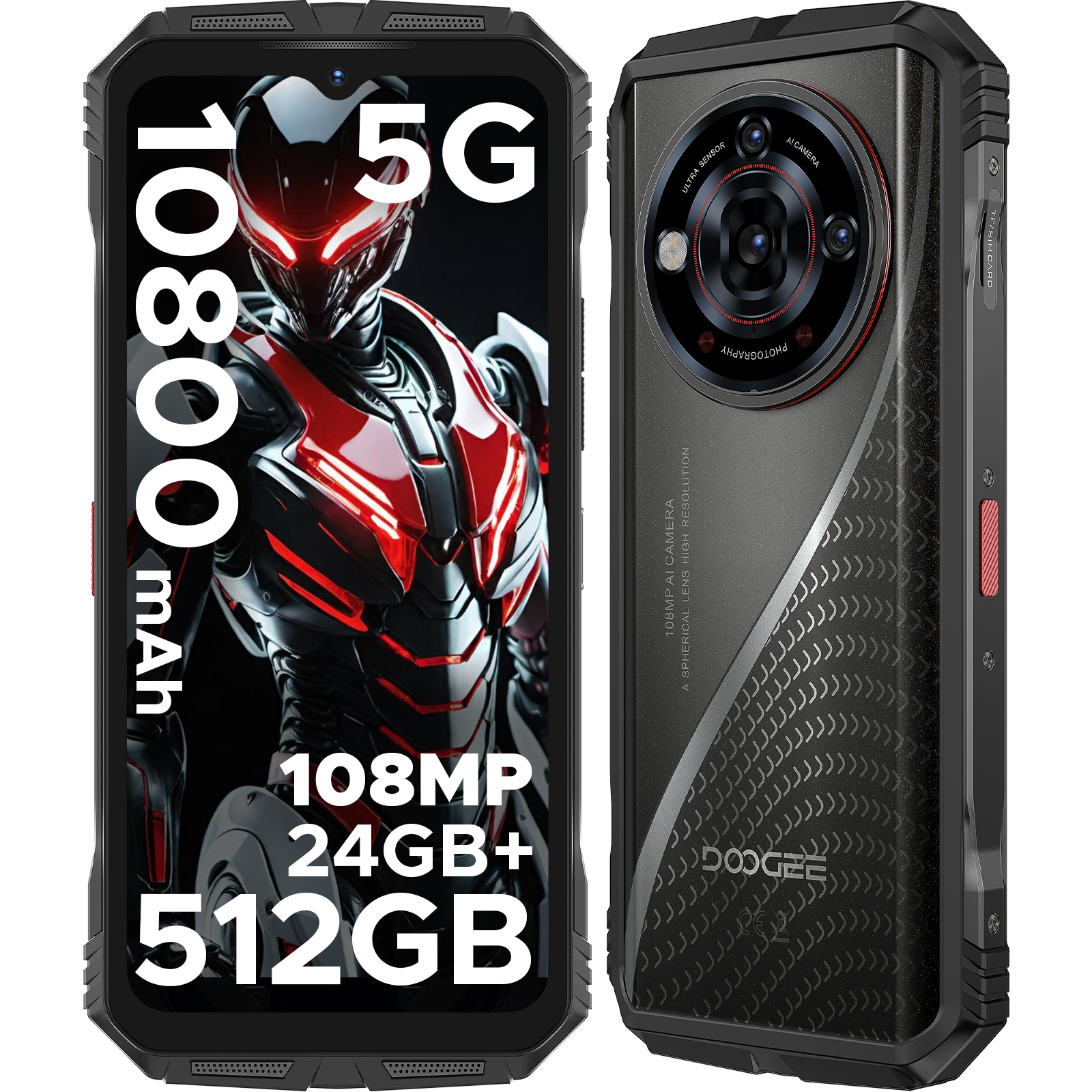 DOOGEE S118 PRO Smartphone Rugged 5G, 24 Go + 512 Go (2 To) DDR5, Dimensity 7050, 6,6