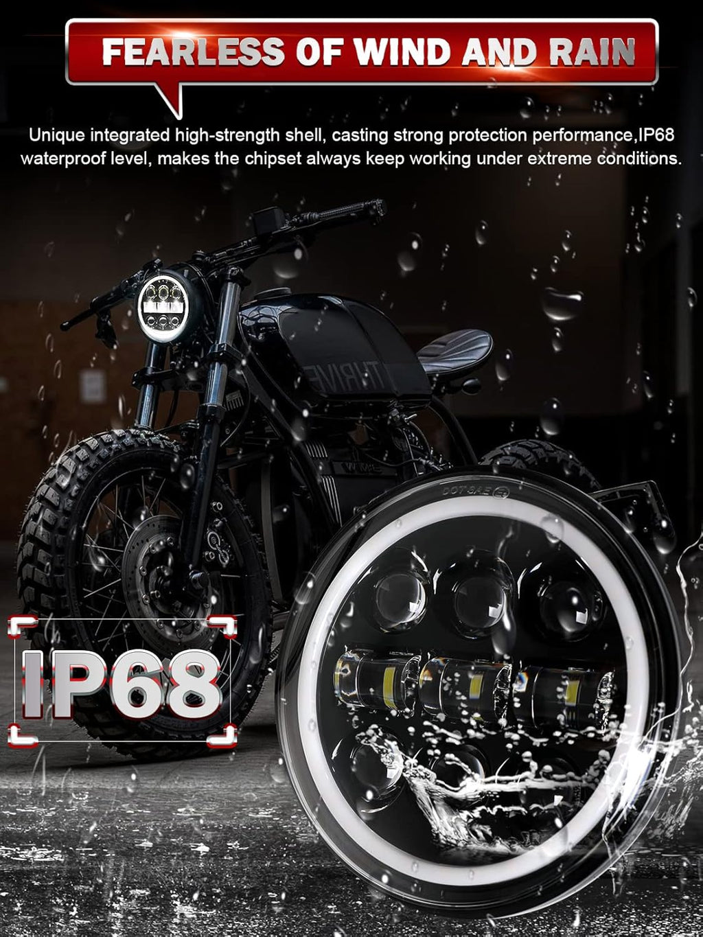 CO LIGHT 5-3/4 5,75 pouces Projecteur LED Halo pour moto, phare à faisceaux haut/bas, blanc/ambre, DRL, projecteur LED, phare à faisceau scellé, 1 pièce