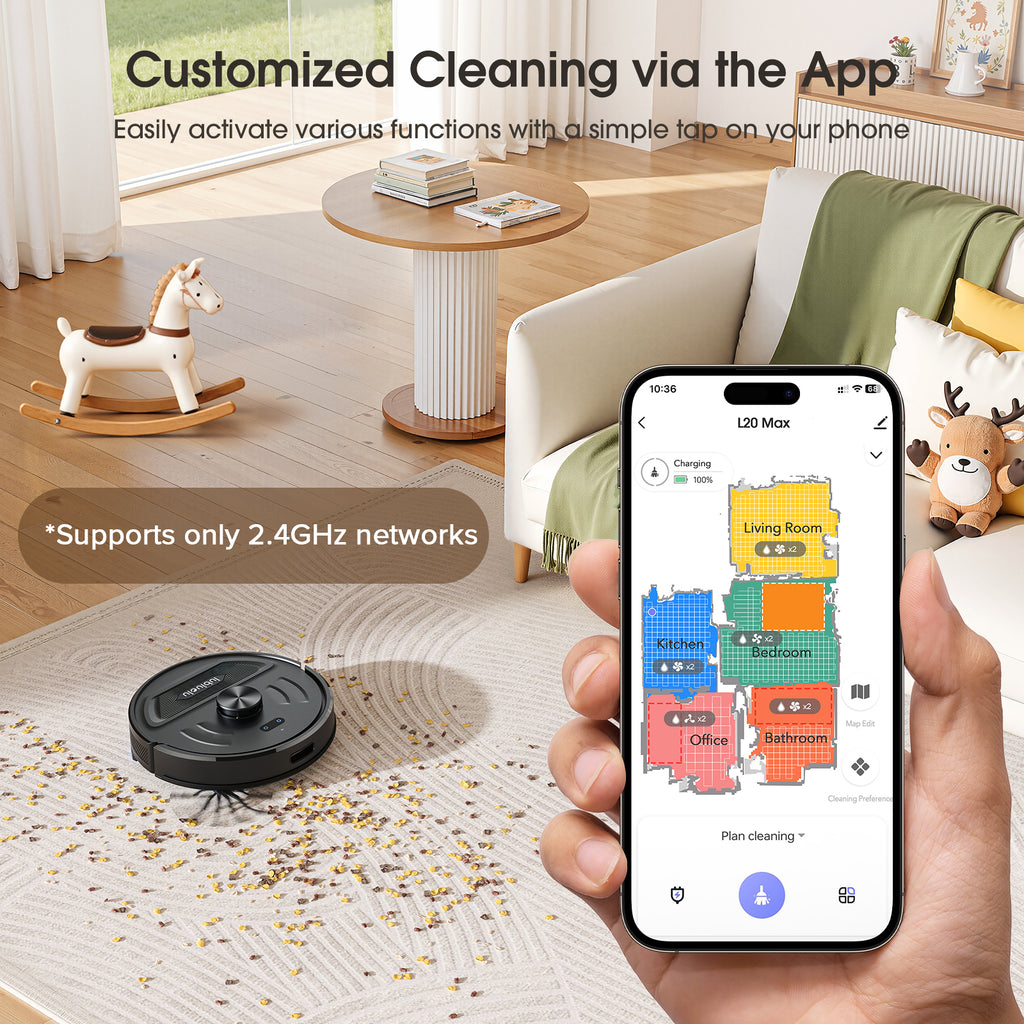 Lubluelu L20 MAX Robot aspirateur-laveur 3-en-1 avec station d’auto-vidage, Aspiration 4000 Pa, Navigation laser avec mémorisation de 5 cartes, Silencieux 55 dB