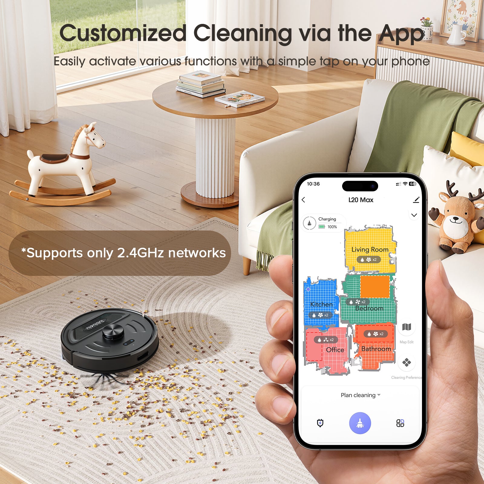Lubluelu L20 MAX Robot aspirateur-laveur 3-en-1 avec station d’auto-vidage, Aspiration 4000 Pa, Navigation laser avec mémorisation de 5 cartes, Silencieux 55 dB