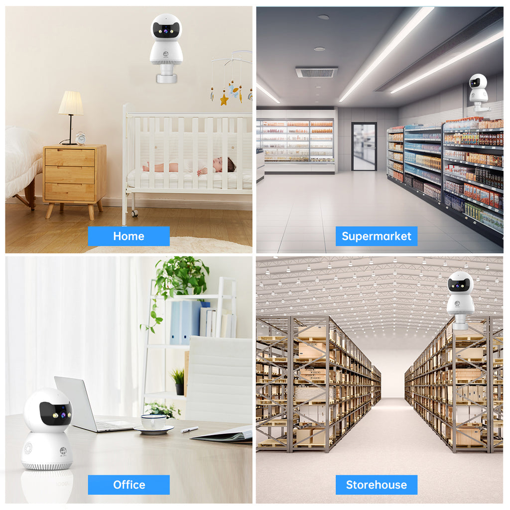 JOOAN Caméra de sécurité 2K Full HD avec vision nocturne en couleur, audio bidirectionnel, détection de mouvement, enregistrement de suivi, contrôle à distance via application mobile