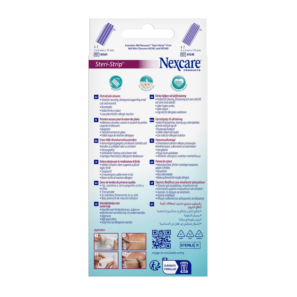 NEXCARE™ Steri-Strip™ Pansements Cutanés Assortis R150C, Lot de 8