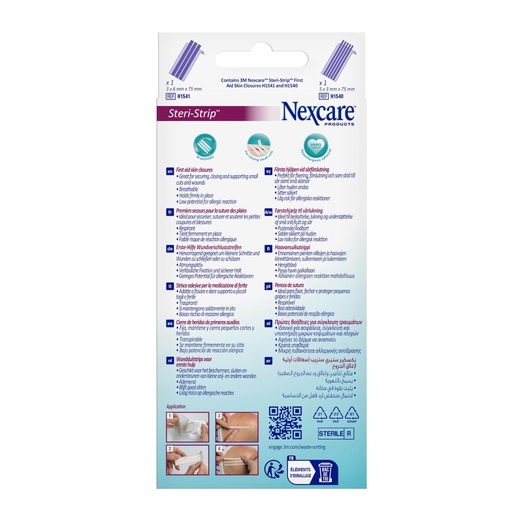 NEXCARE™ Steri-Strip™ Pansements Cutanés Assortis R150C, Lot de 8