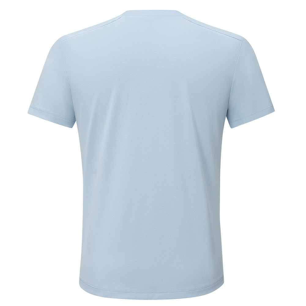 PELLIOT T-shirt à manches courtes col rond pour homme - Bleu Islande - L - Camping voyage - Imperméable durable