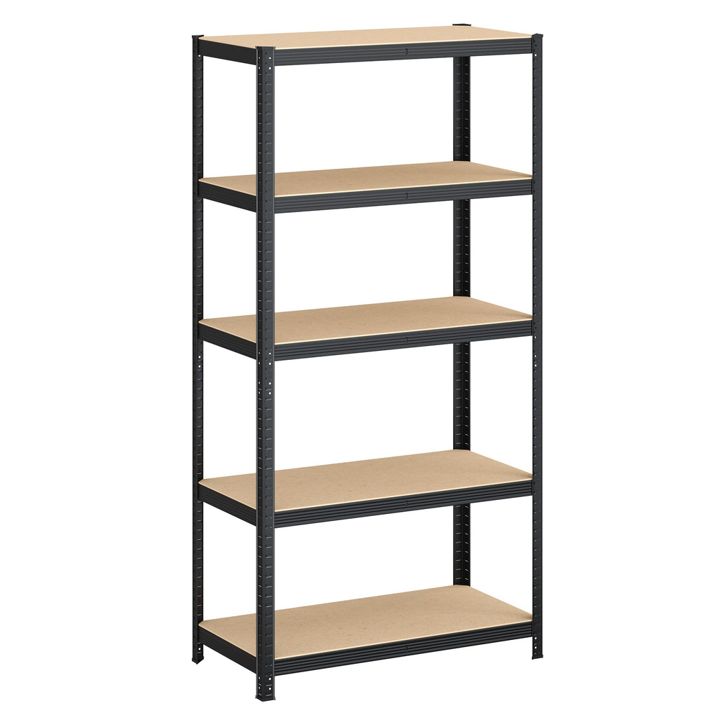 JOYFURNOS Étagère à 5 niveaux, Étagère en acier pour rangement, Montage sans outils, Pour garage, abri, Capacité de charge 600 kg, 50 x 100 x 200 cm, Noir