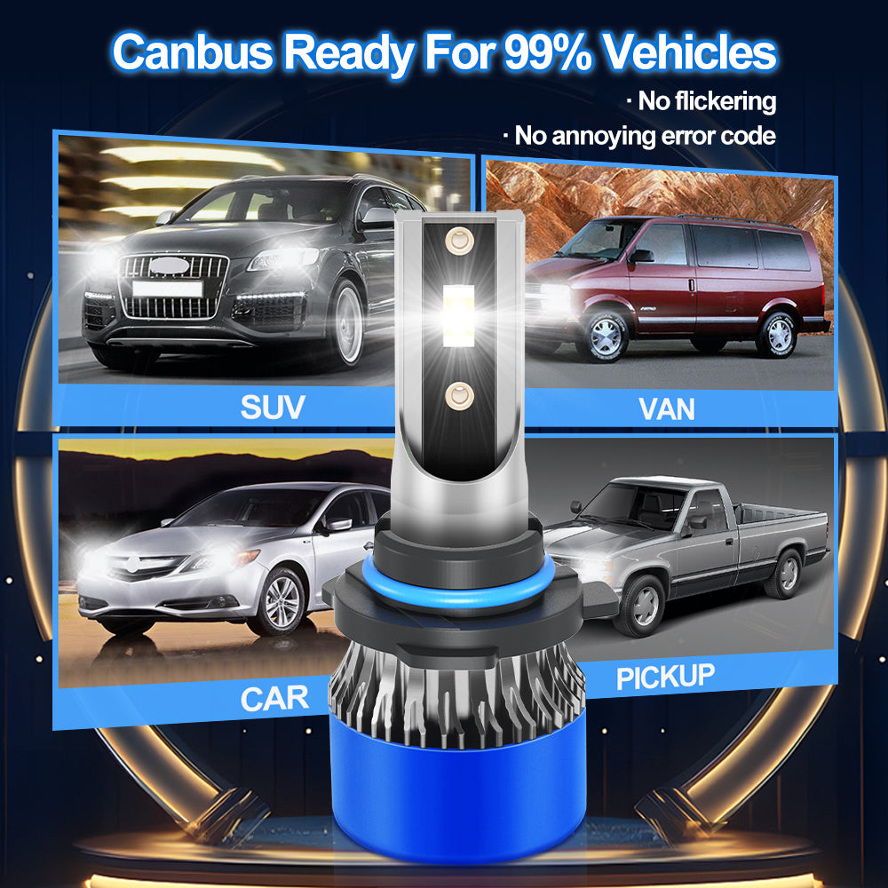 Roadsun 9005/HB3 ampoule de phare automobile ultra-lumineuse 6000K lumière blanc froid, ampoule 9005, HB3, ampoule de phare sport haute performance avec ventilateur de refroidissement