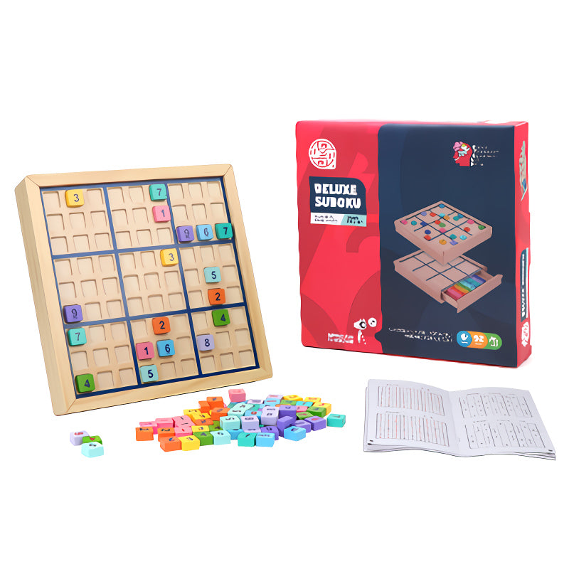 MIMI Deluxe Puzzle de Grille de Jeu de Société en Bois de 9 Carrés de Sudoku Cadeau pour Enfants et Adultes