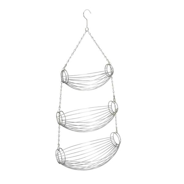 Panier à fruits suspendu - Métal - Chrome - 15 x 72 cm