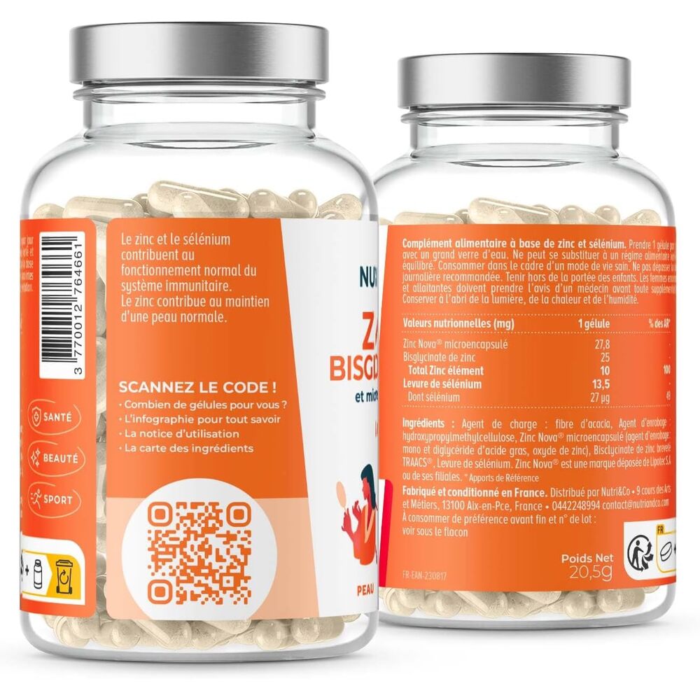 Nutri&Co Zinc bisglycinate - 60 gélules