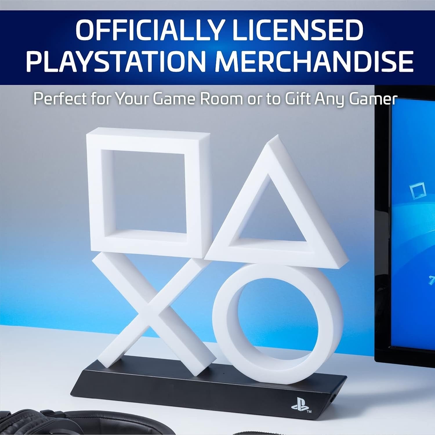PlayStation 5 Icons Light XL - sous Licence Officielle - 32 cm - Réactif à la Musique - Alimenté par USB ou Batterie