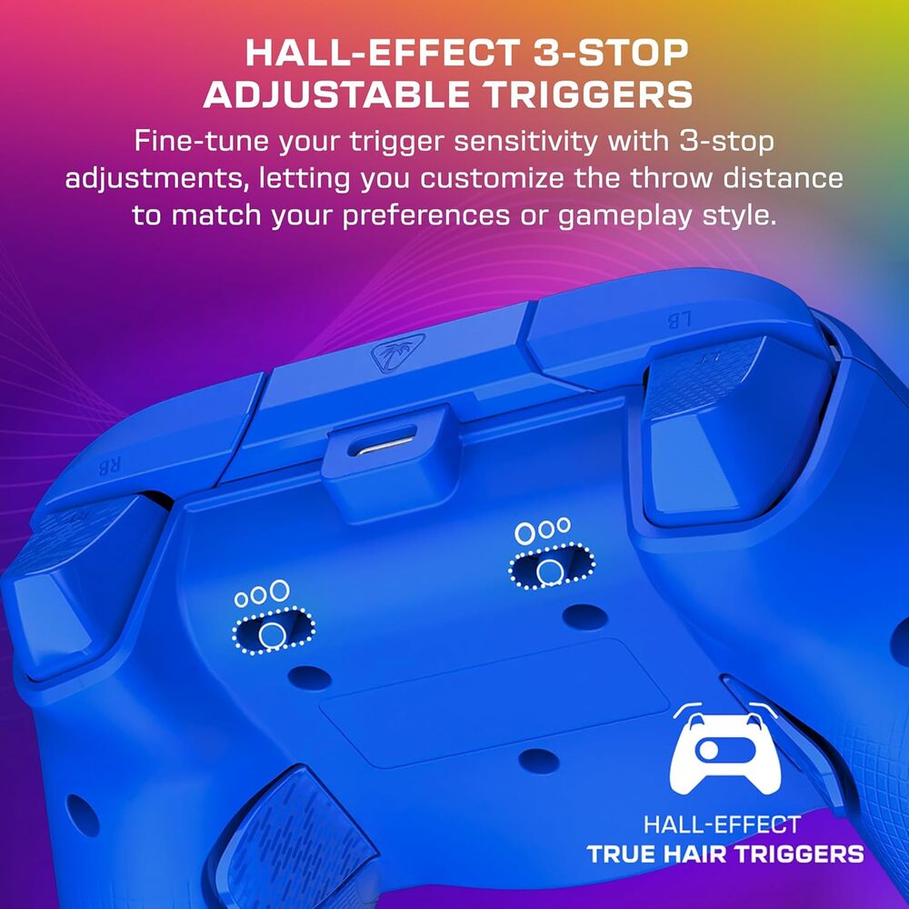 Turtle Beach Afterglow Wave Manette filaire Câble USB Éclairage RVB - Gâchettes à effet Hall & Boutons programmables - Xbox Series X|S, PC (Licence officielle Microsoft) - Bleu