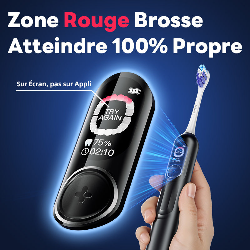 SAKYPRORAL G5S Brosse à dents électrique intelligente avec écran, minuterie et étui de rangement - Noir