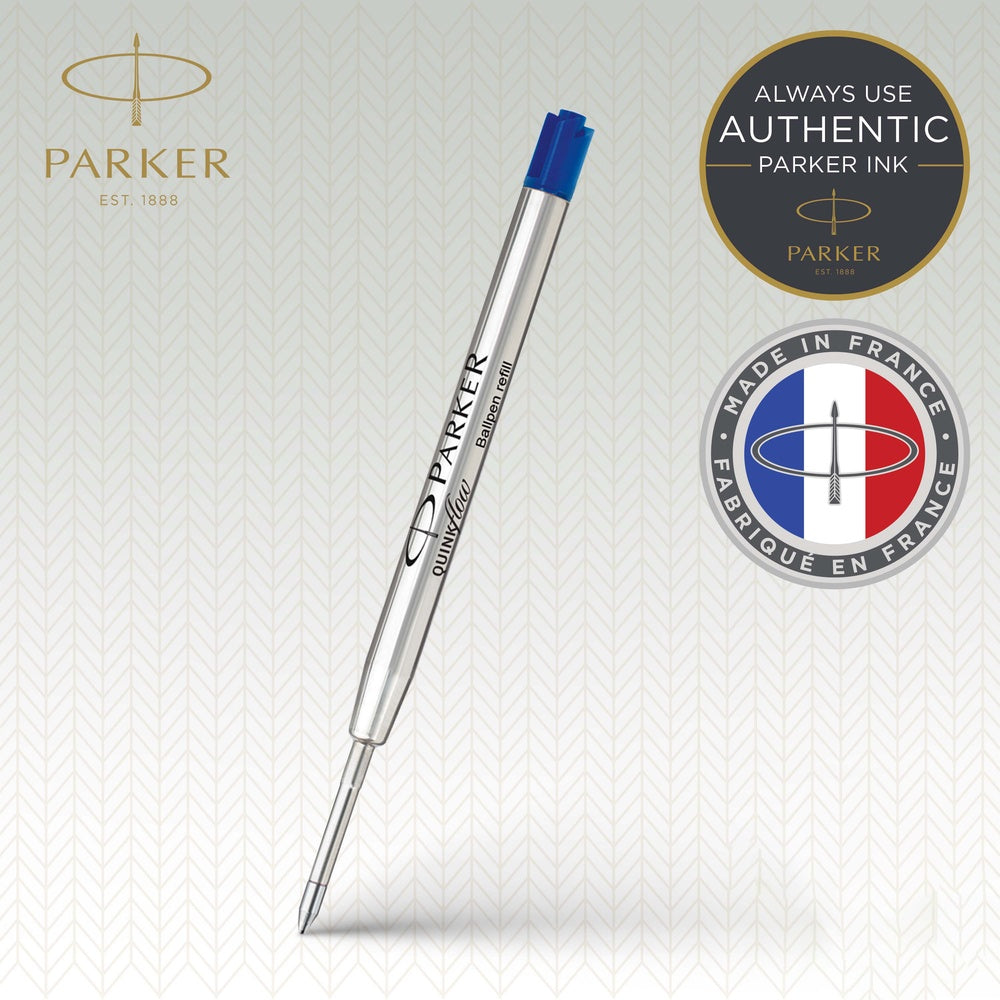 Parker Recharges pour stylo à bille | pointe moyenne | encre QUINKflow bleue | lot de 1