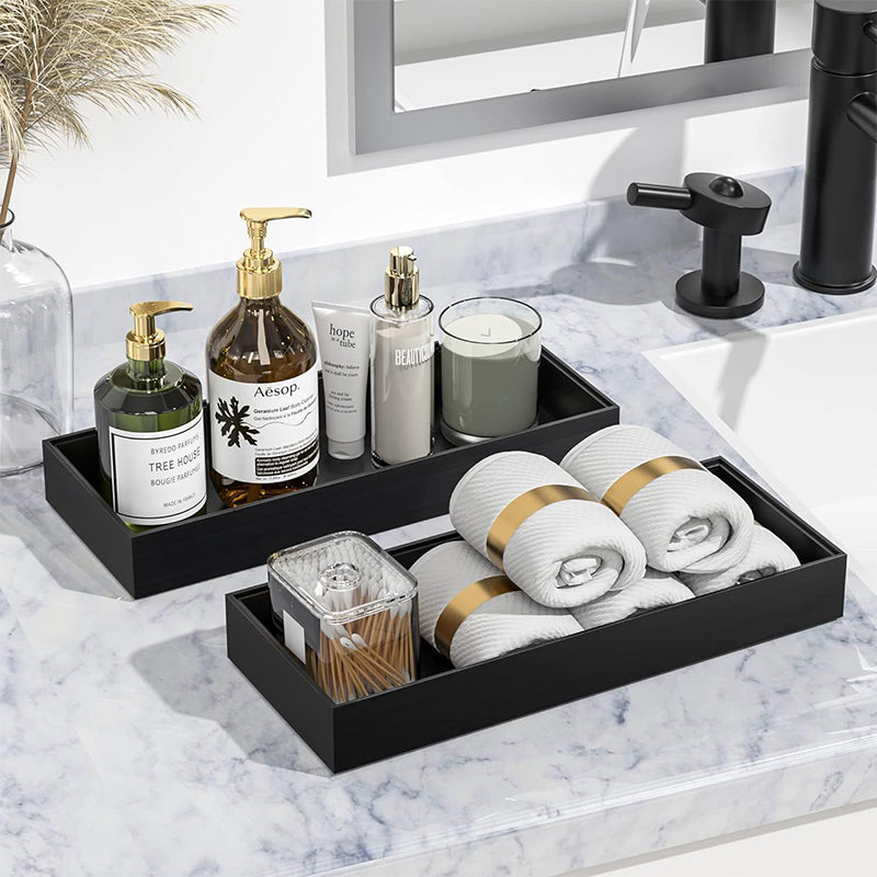 JORDAN&JUDY Lot de 2 plateaux de salle de bain en silicone (grand + petit) - Noir