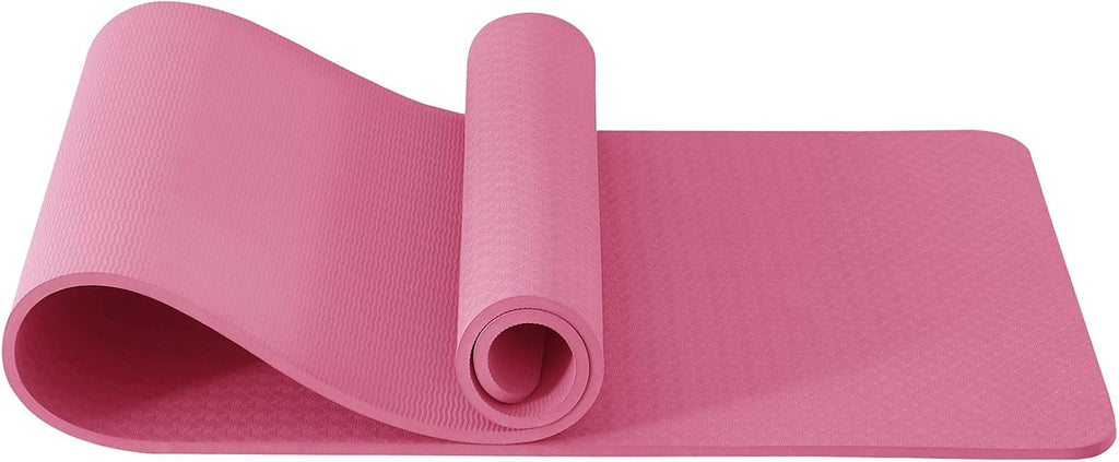 Good Nite Tapis de yoga en TPE épais 10 mm 183x61 cm Tapis d'exercice antidérapant avec sangle de transport, Coussinage supplémentaire pour pilates salle de sport entraînement à domicile, Prune
