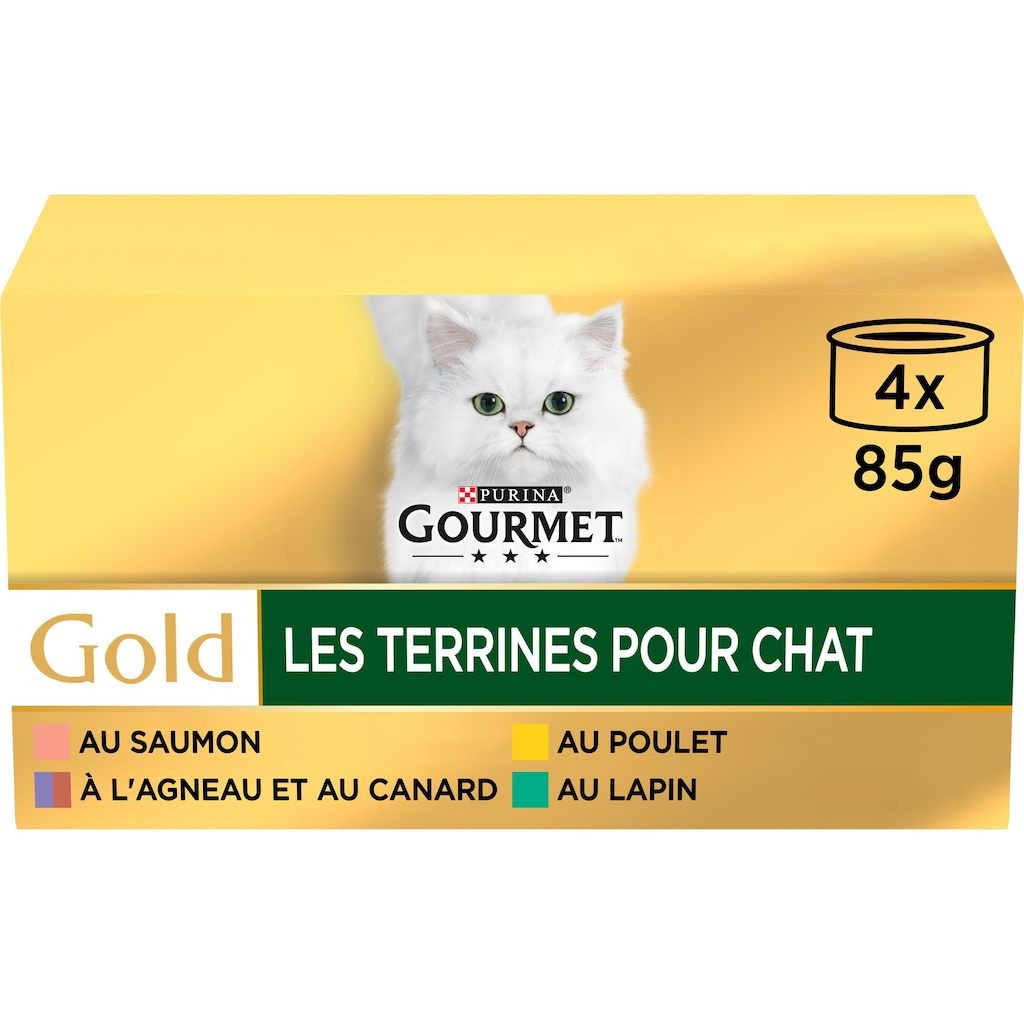 Gourmet Gold Les Terrines - Pack variété de nourriture pour chat - 4 x 85 g
