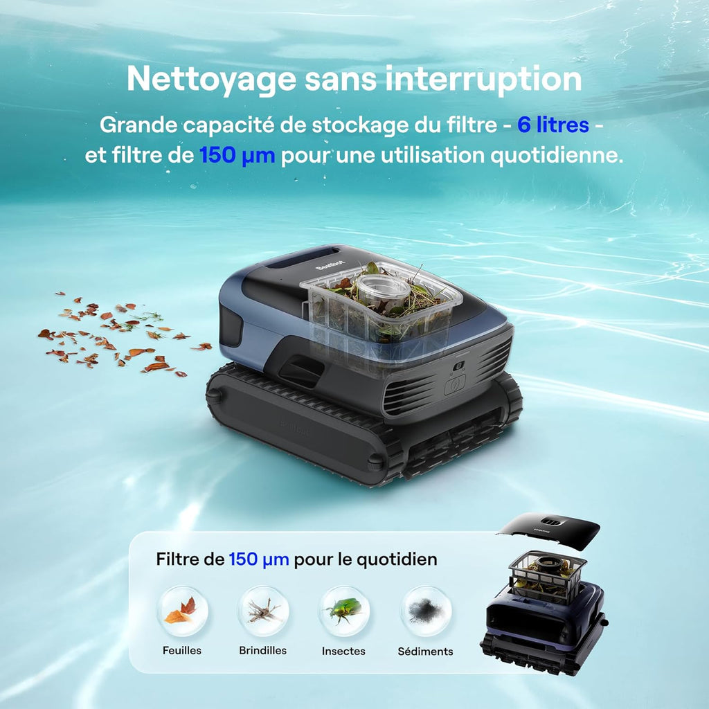 Beatbot M70 Version Robot de Piscine, Nettoyeur de Piscine 4-en-1, Débit de 25700 L/h, Station d'Accueil de Surface Intelligente, Capacité de Déchets de 6 L, Batterie de 10000 mAh