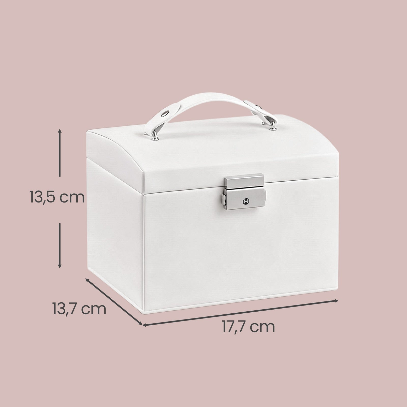 JOYFURNOS Boîte de voyage pour bijoux avec miroir, 2 tiroirs, verrouillable, idée cadeau, blanc