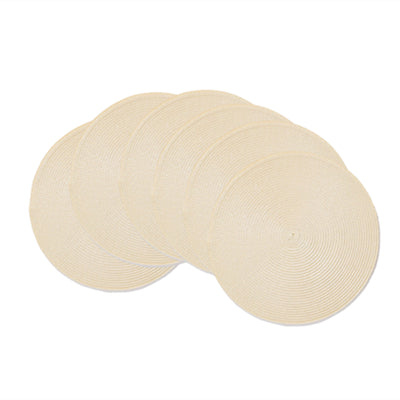 Set de table rond en polypropylène riz perlé, Lot de 6 sets de table ronds tressés lavables antidérapants pour tables à manger, 15 pouces, Décoration intérieure