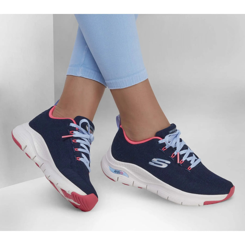 Skechers Arch Fit Comfy Wave Bleu marine/Rose vif 41