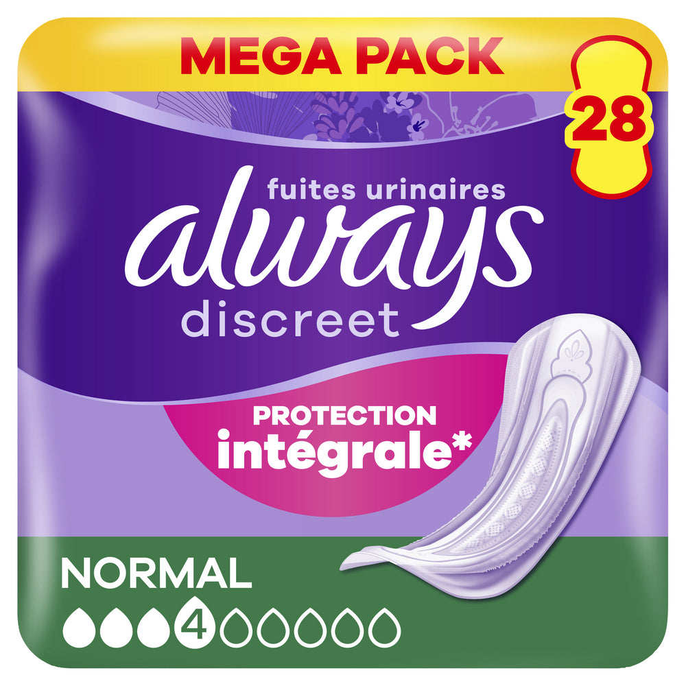 Always Discreet Protections d’incontinence pour femmes Normales 28 protections