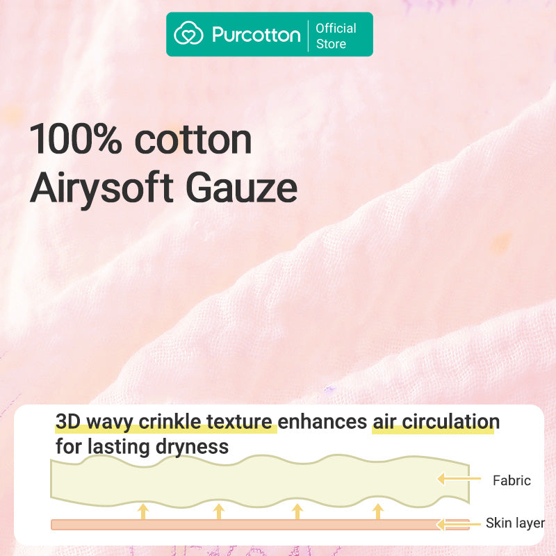 Purcotton Ensemble de loungewear en gaze Airysoft pour femme - Style pantalon de survêtement - Doux pour la peau, reposant et style décontracté - Rose doux mandarine - Haut : 165/88A ; Bas : 165/72A