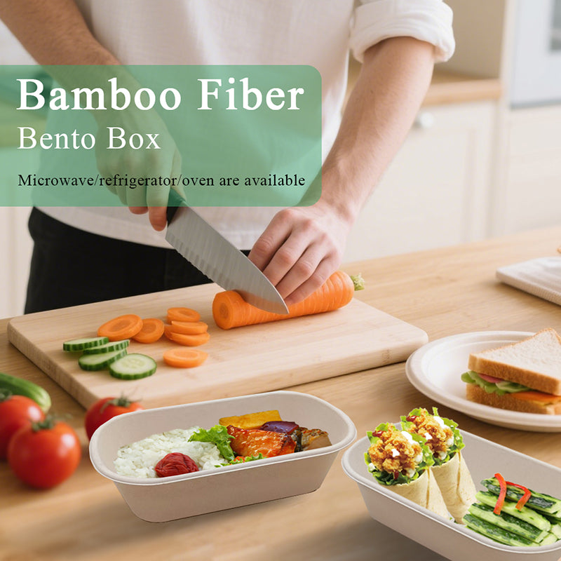 Ruibamboo Boîte bento jetable en fibre de bambou 1,06 L - 50 pièces
